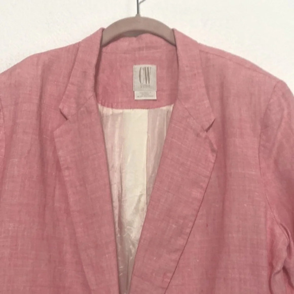 Clifford & Willis Vintage Pink Woven Linen Blazer Jacket - Picture 2 of 6
